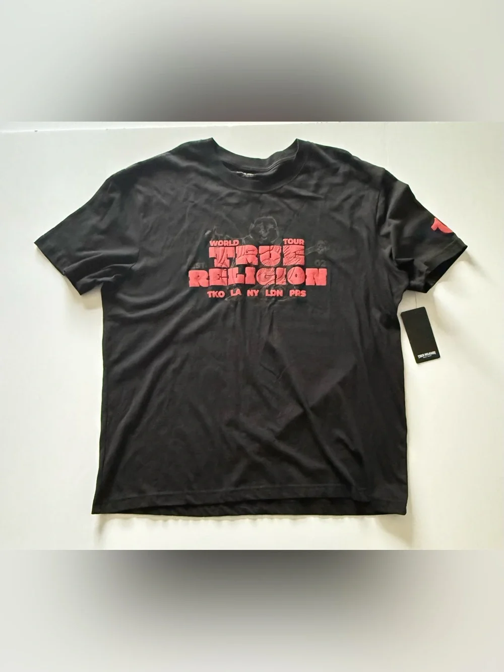 TRUE RELIGION TR Blocky Puff Tee Mens Size XXL Color Black Jet Short Sleeve NWT